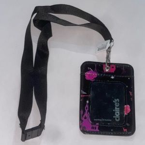 Claire’s Fairy Tale Ending Black, Pink & Purple Keyring ID Holder Lanyard